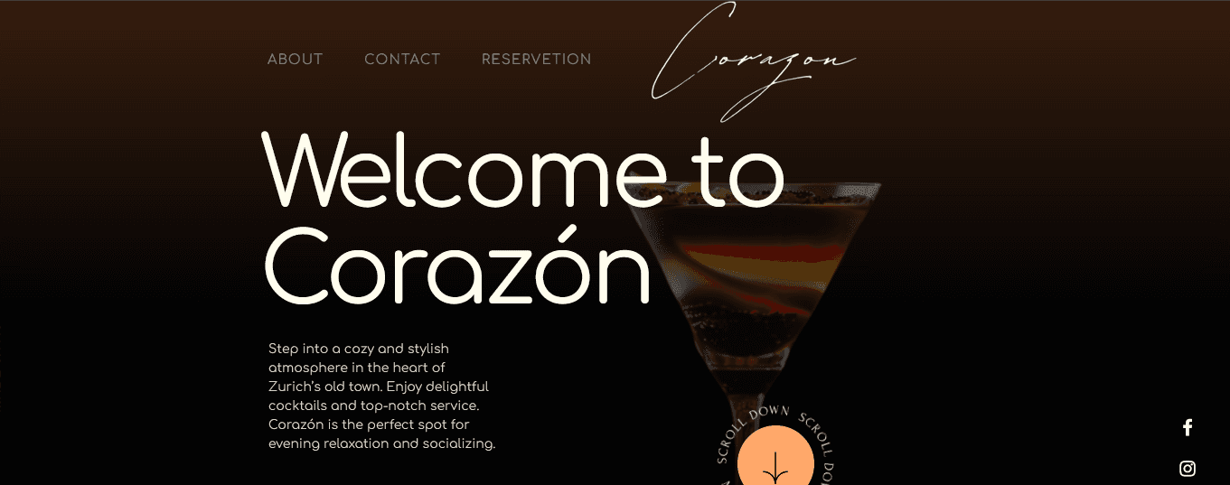 Corazon Bar website